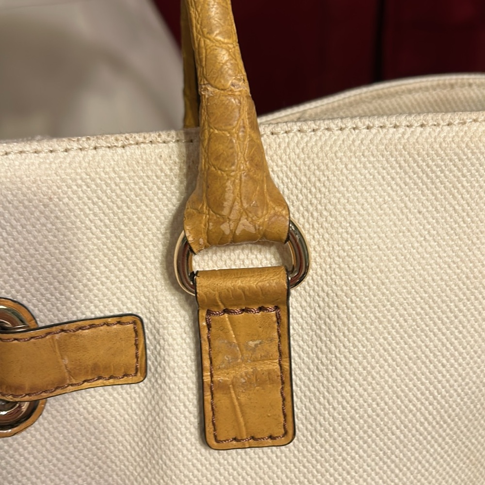 Michael Kors Cream and Tan Satchel *READ DESCRIPTION* - Picture 8 of 9